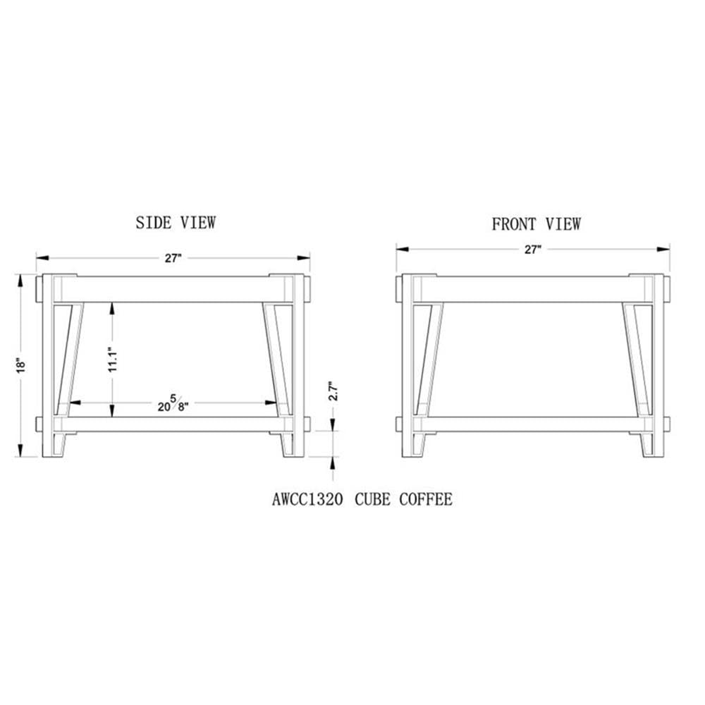 Natural Solid Wood Coffee Table with Metal Frame B66797
