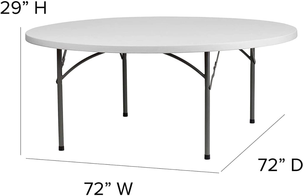 10 Pack 6 Foot Round Granite White Plastic Folding Table H896989