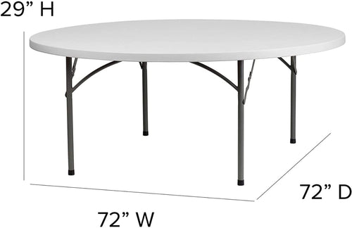 10 Pack 6 Foot Round Granite White Plastic Folding Table H896989