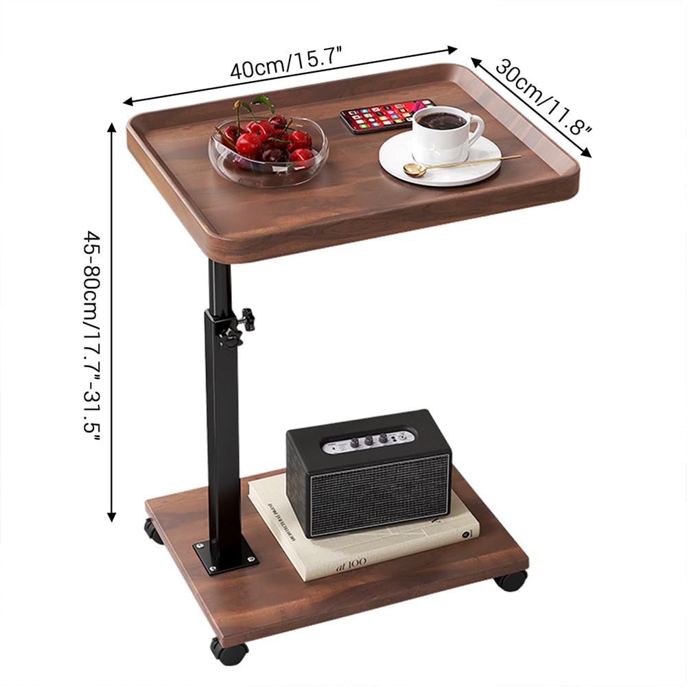 C Shaped End Table with Wheels & Adjustable Height S2949