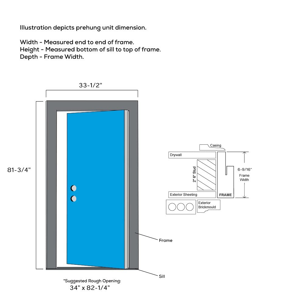 Primed Steel Clear Glass 1/2 Lite 2-Panel Right-Hand Inswing 32" x 80" Front Door A68046
