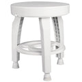 White Swivel Shower Stool Seat with Storage Shelf J81749