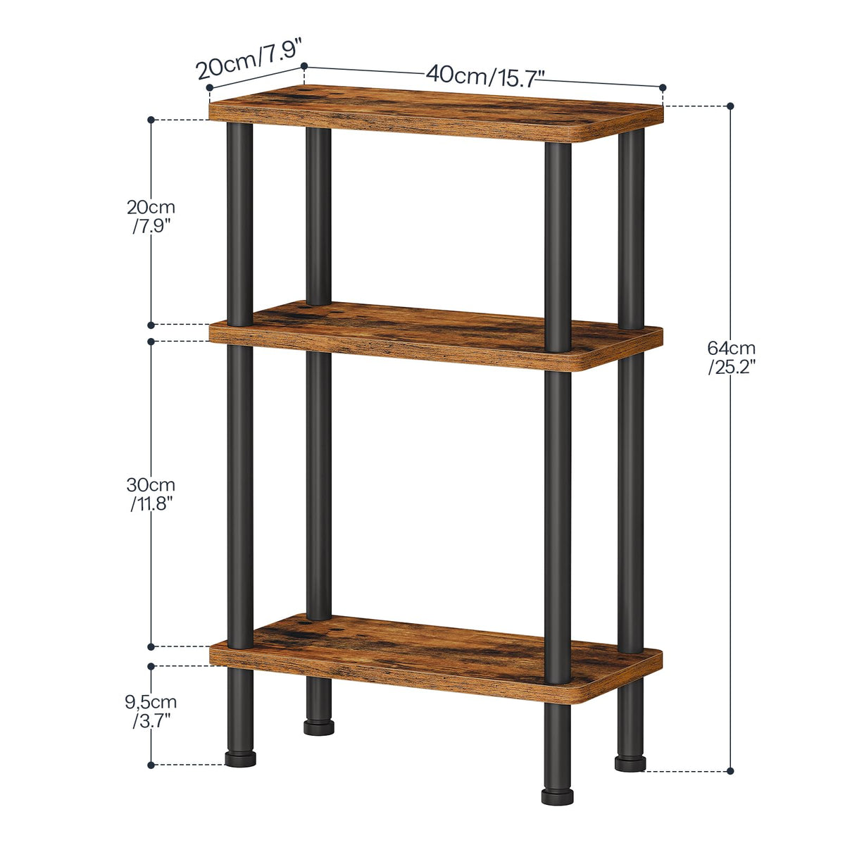 Narrow 3-Tier Side Table Z376