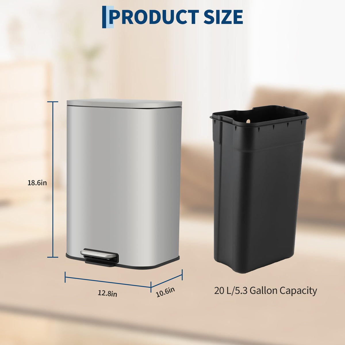 13.2 gal Stainless Steel Step Trash Can S621901