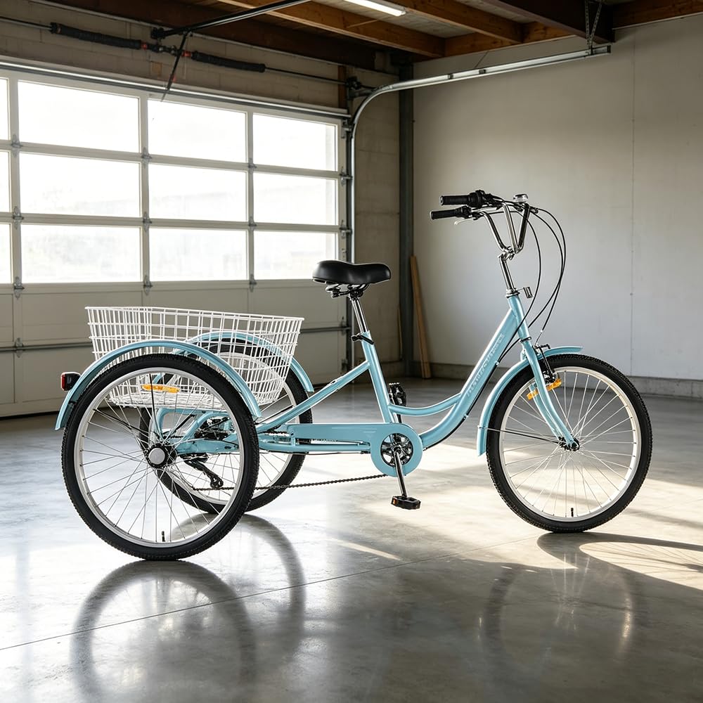 24 Inch 7 Speed Adult Tricycle with Rear Basket P989