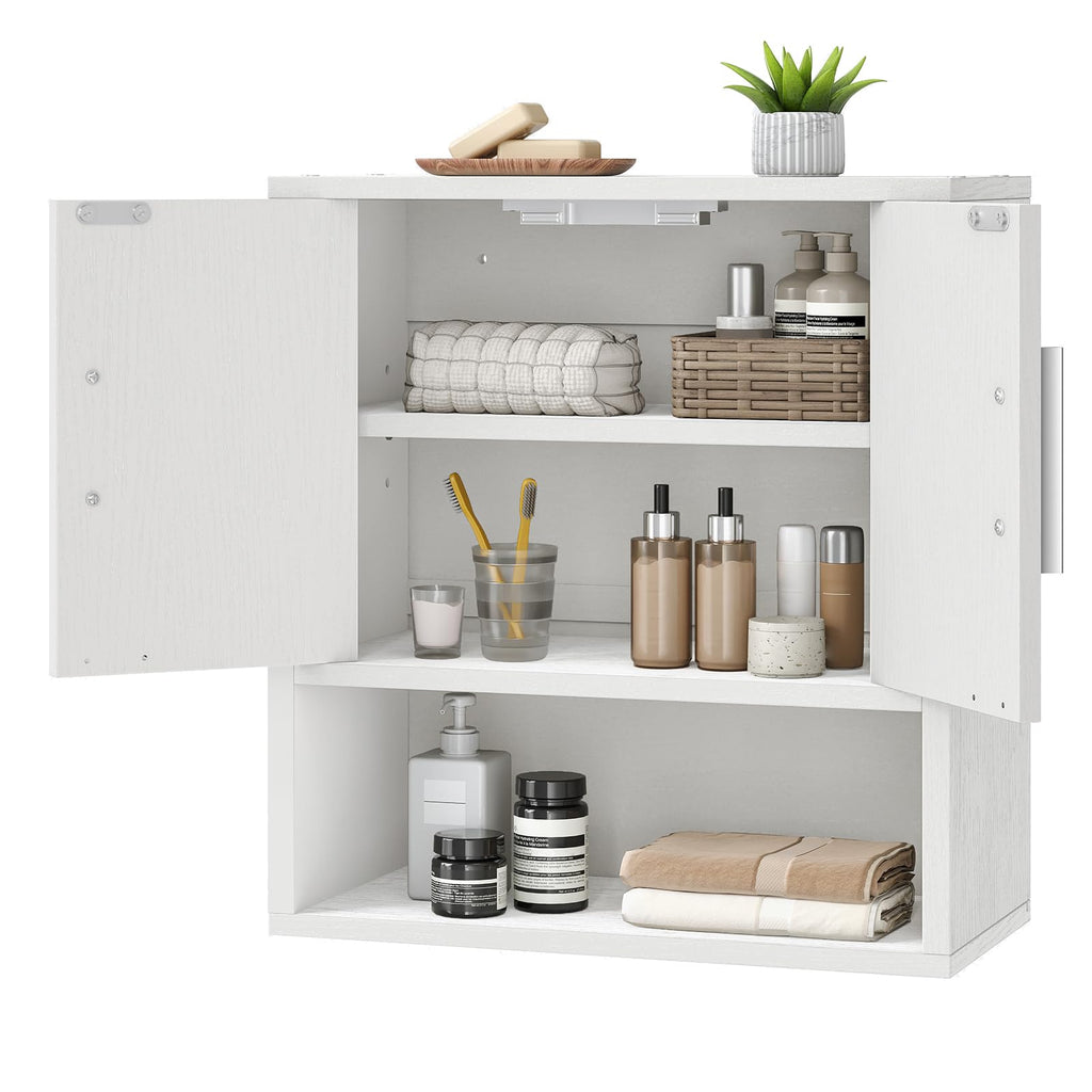 White Small Bathroom Wall Cabinet with Adjustable Shelf F8028