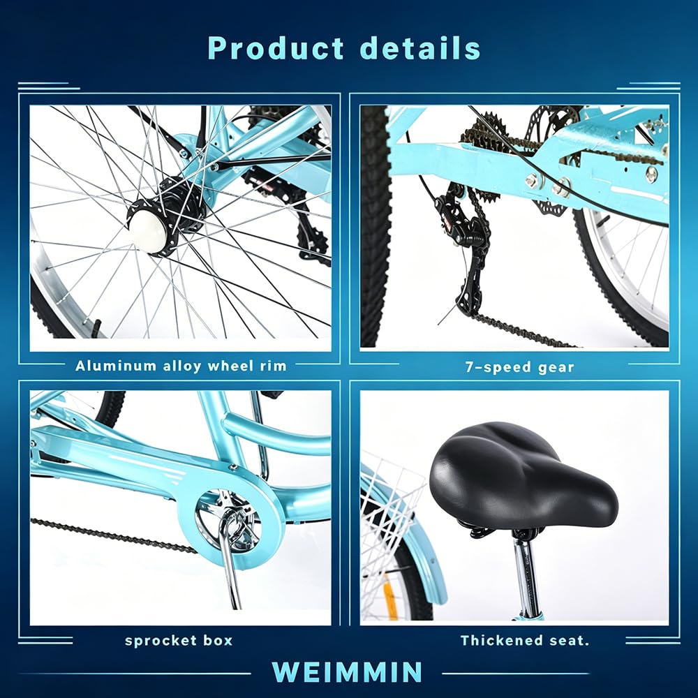 24 Inch 7 Speed Adult Tricycle with Rear Basket P989