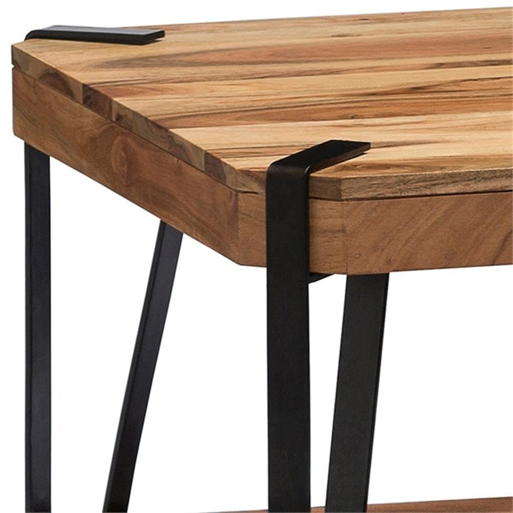 Natural Solid Wood Coffee Table with Metal Frame B66797
