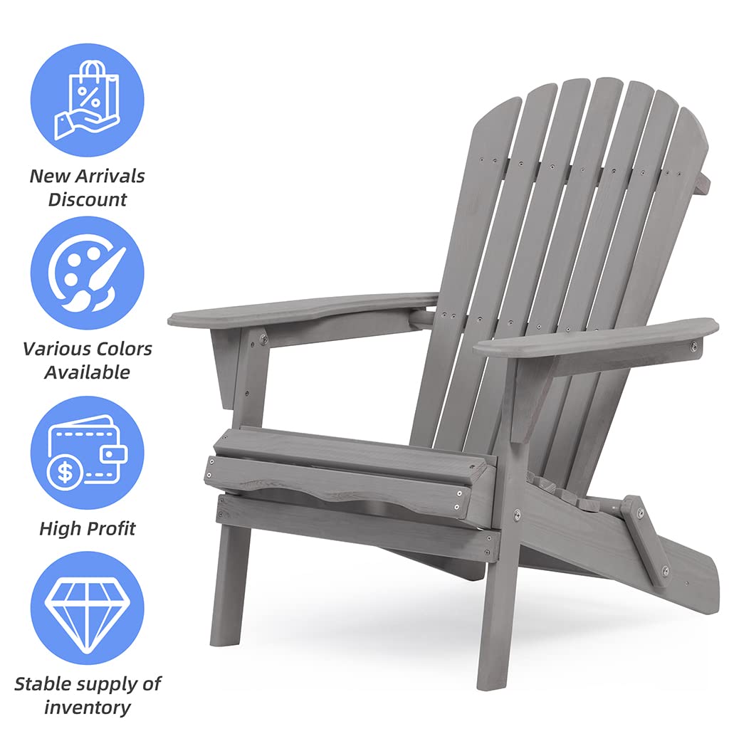 Folding Adirondack Chairs Set of 2 Grey V212
