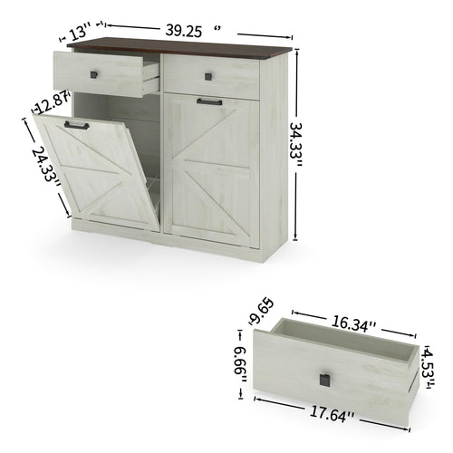 20 Gallon Double Tilt-Out Trash Can Cabinet White G5547