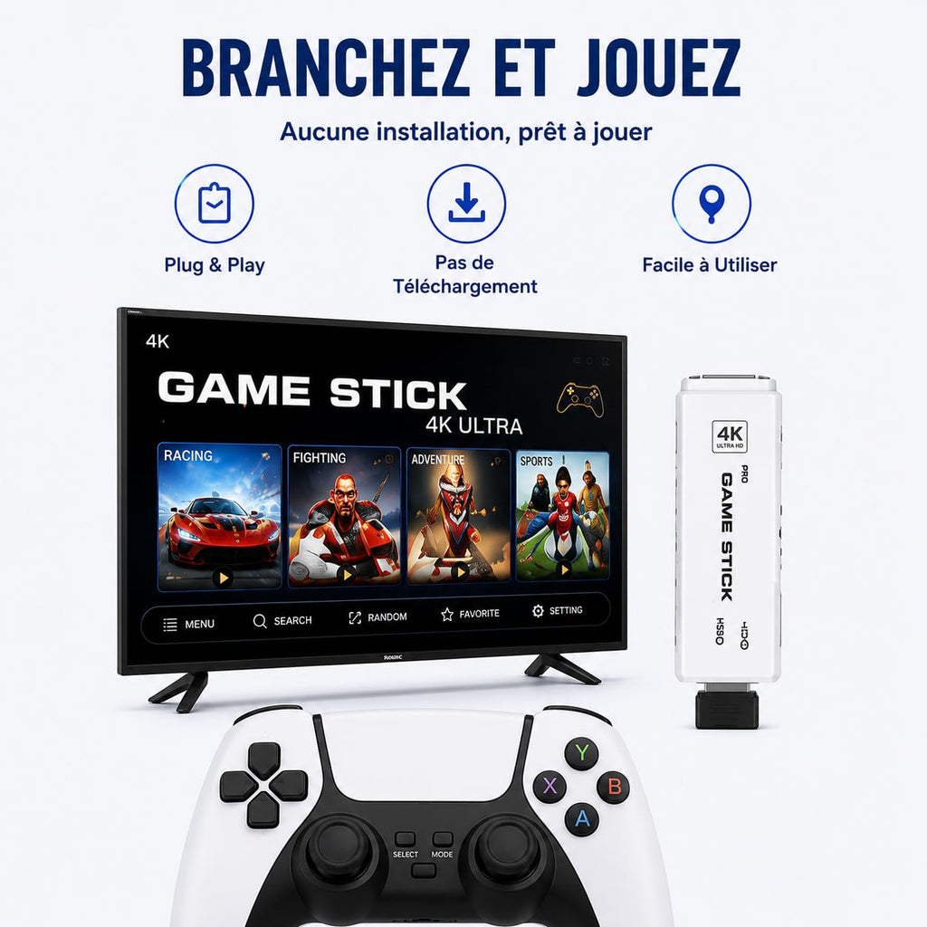 Wireless Retro Game Console Stick with 2.4G Controllers, 4K HDMI, 32G Q255