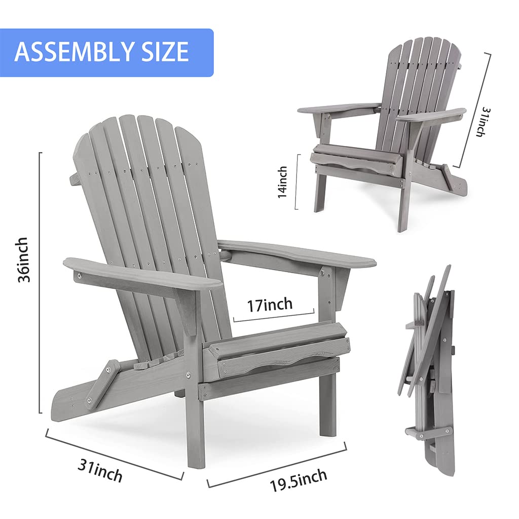 Folding Adirondack Chairs Set of 2 Grey V212