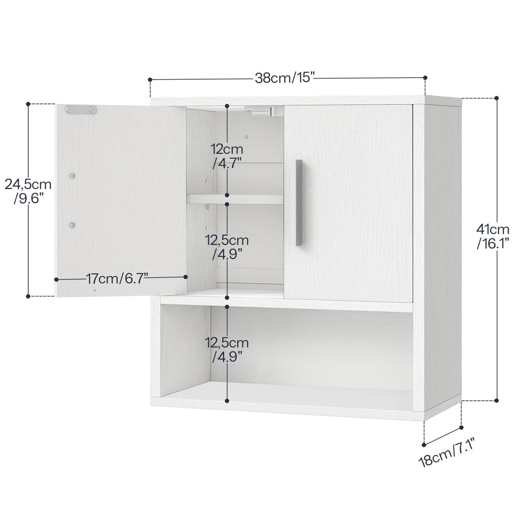 White Small Bathroom Wall Cabinet with Adjustable Shelf F8028