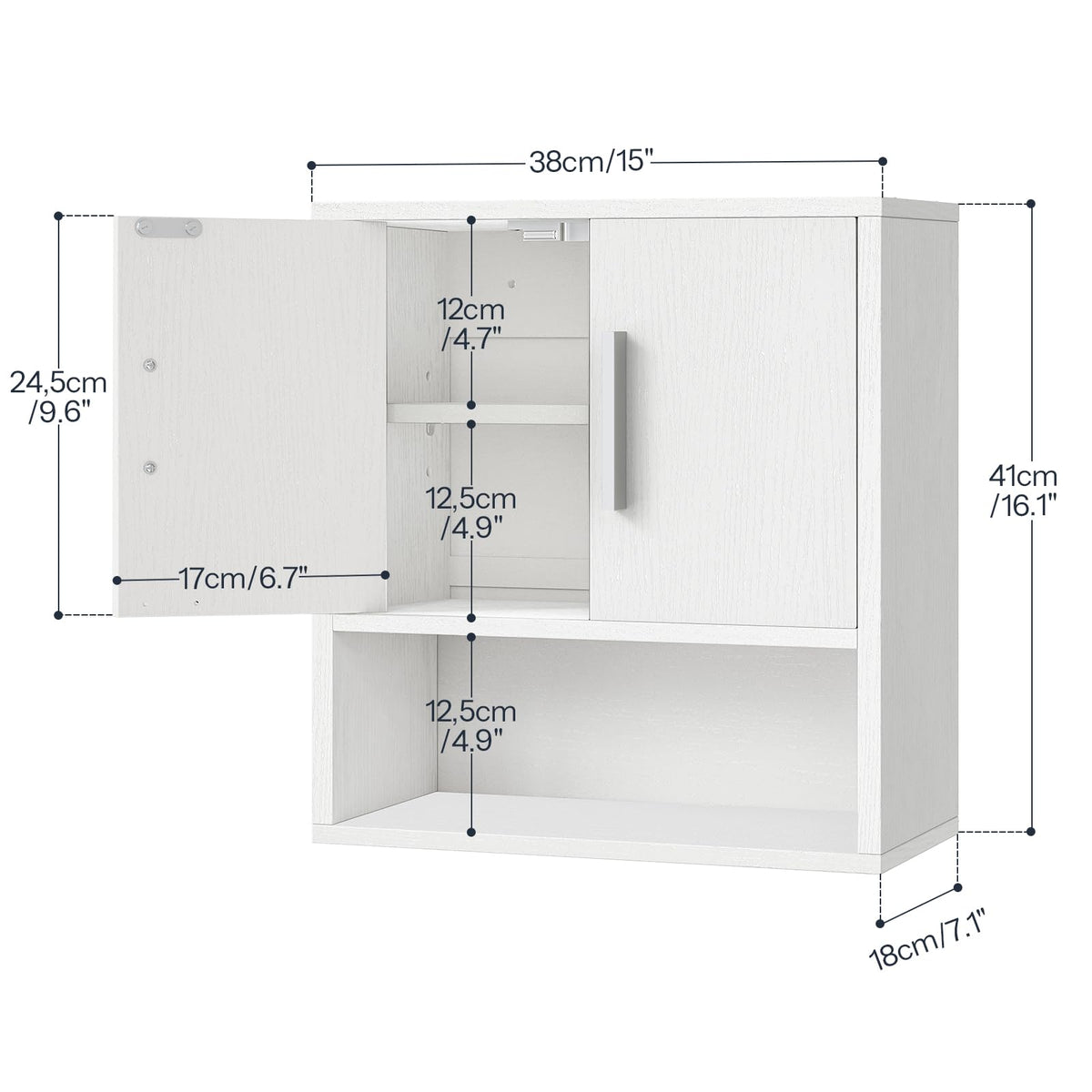 White Small Bathroom Wall Cabinet with Adjustable Shelf F8028