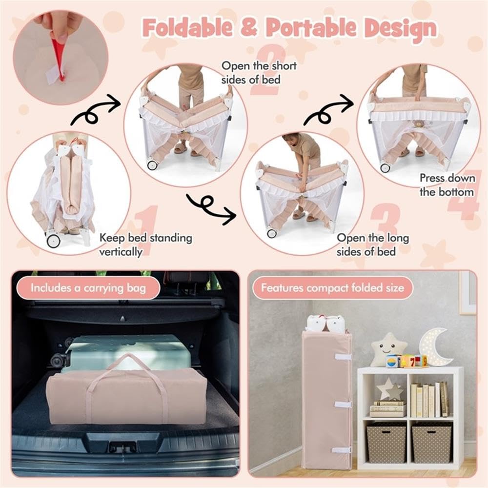 Pink 4-in-1 Portable Playard with Carry Bag O200