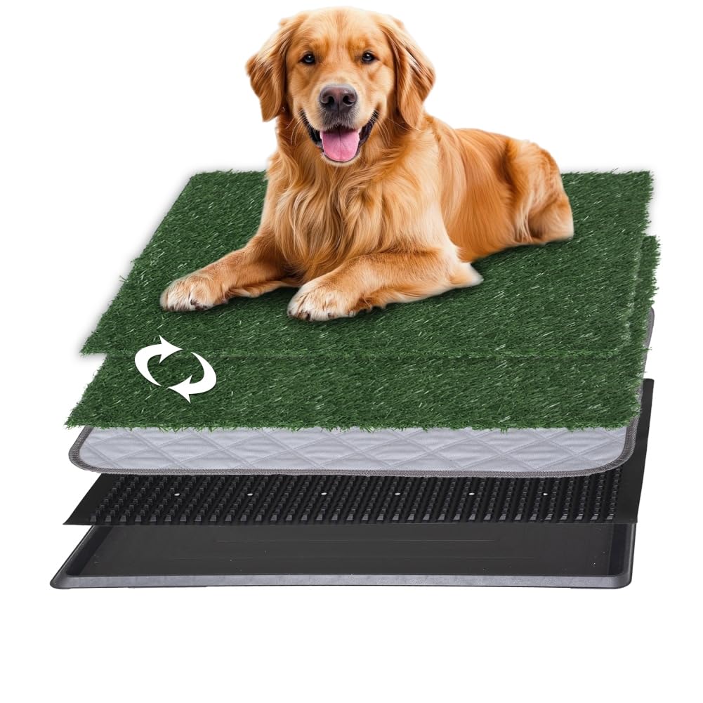 Reusable Pet Grass Potty with 2-Pack Replaceable Artificial Grass J214770
