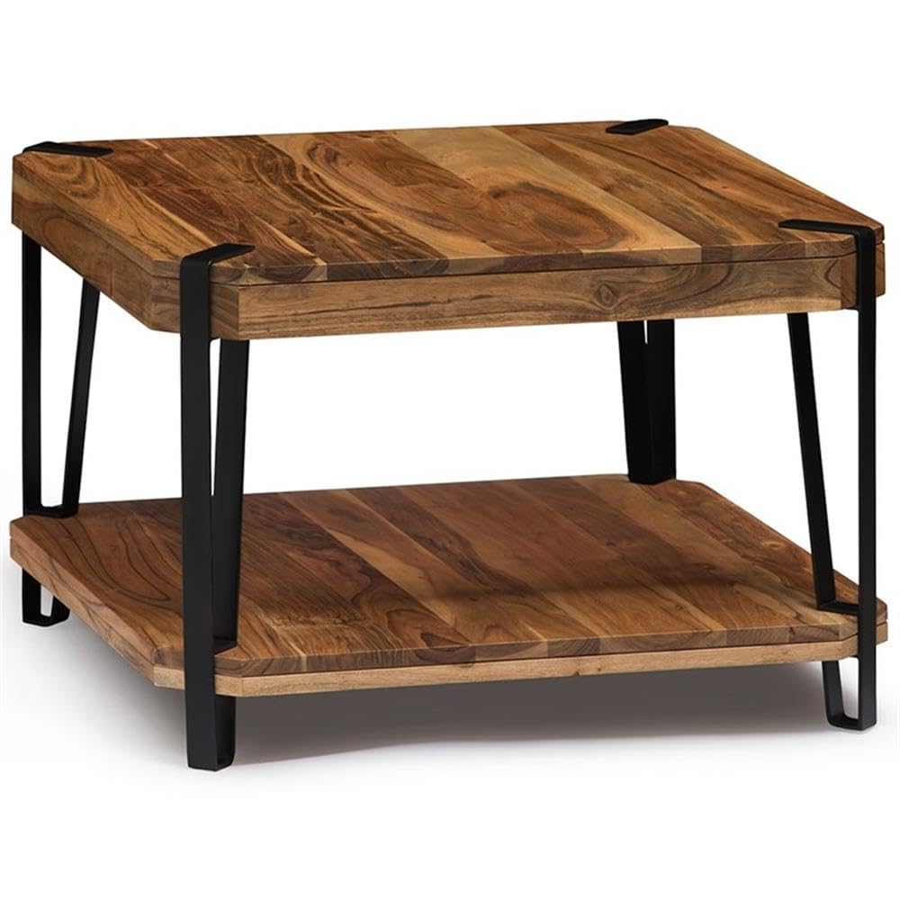Natural Solid Wood Coffee Table with Metal Frame B66797