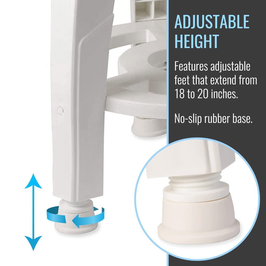 White Swivel Shower Stool Seat with Storage Shelf J81749