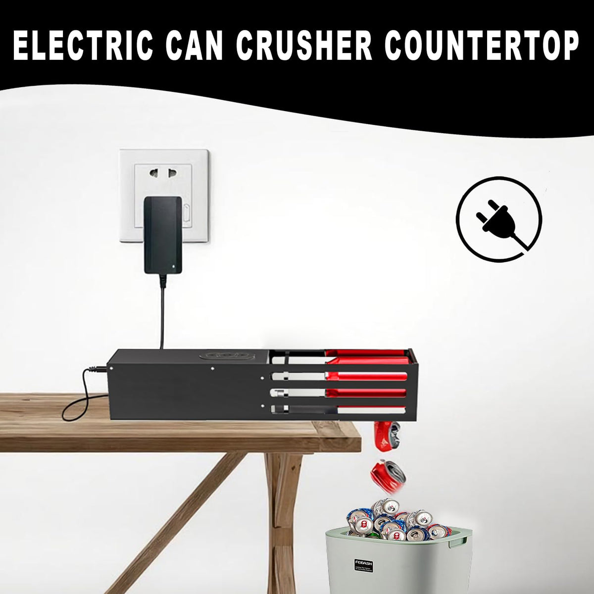 Black Heavy Duty Automatic Wall Mounted Can Crusher S667