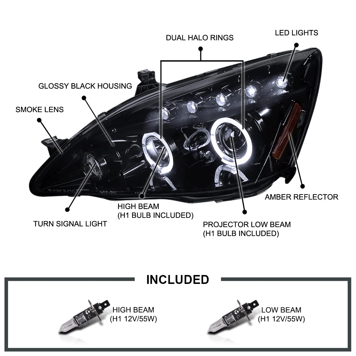 Dual Halo Projector Headlights P2684