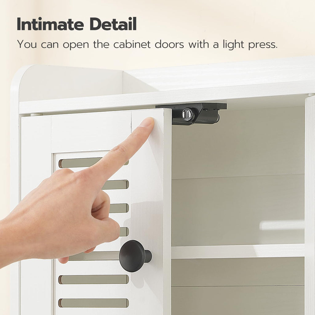White Double Doors Bathroom Wall Cabinet with Towel Bar, Adjustable Shelf, 2 Hooks M57506