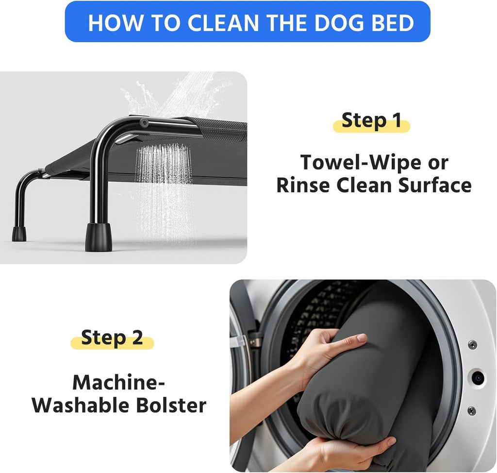 Elevated Dog Bed with Bolsters, Black T9673