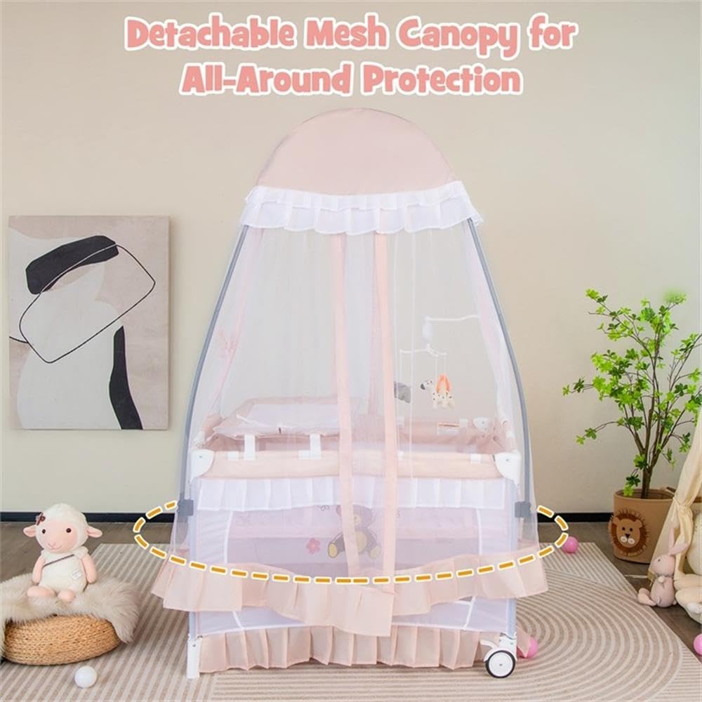 Pink 4-in-1 Portable Playard with Carry Bag O200