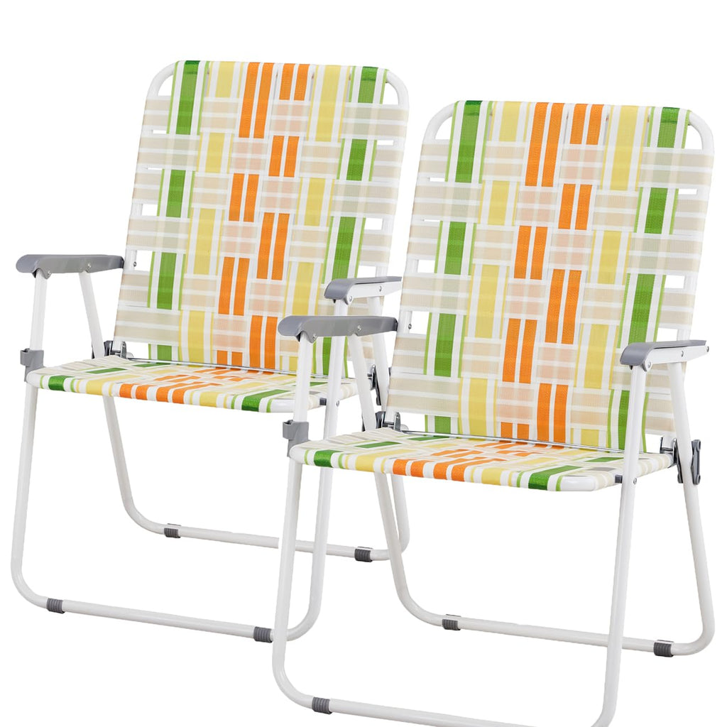 Yellow & Green Folding Lawn Chairs Set of 2 Y94623