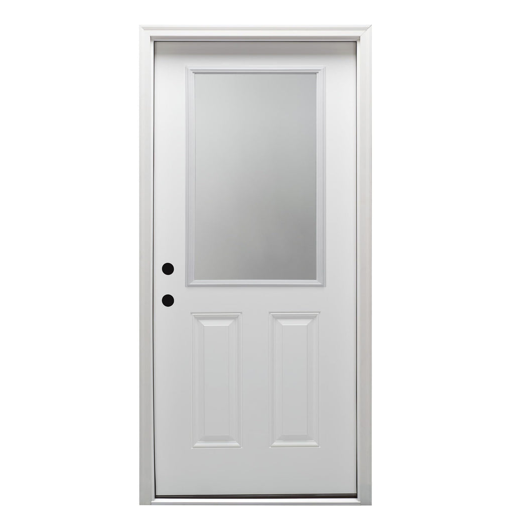 Primed Steel Clear Glass 1/2 Lite 2-Panel Right-Hand Inswing 32" x 80" Front Door A68046
