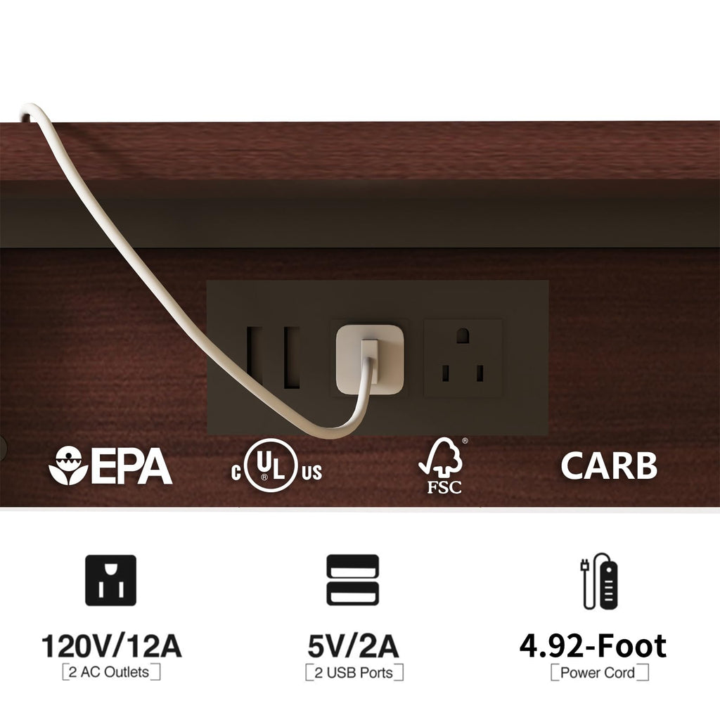 C Shaped End Table with Charging Station V4556