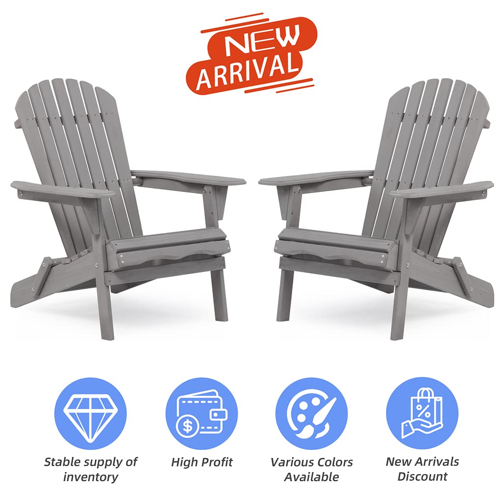 Folding Adirondack Chairs Set of 2 Grey V212