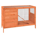 Solid Wood Pine Rabbit Hutch 2 Tier with Wire Mesh Walls and Ramp W784123