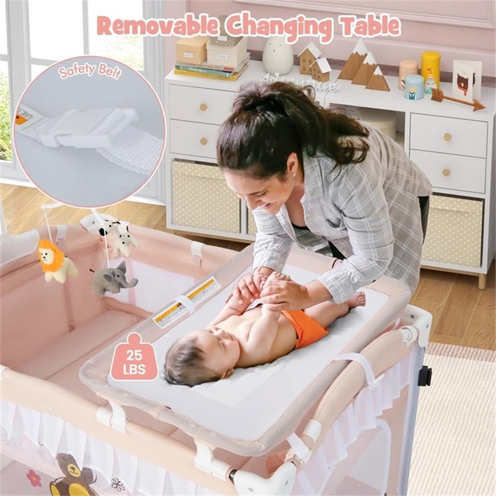 Pink 4-in-1 Portable Playard with Carry Bag O200