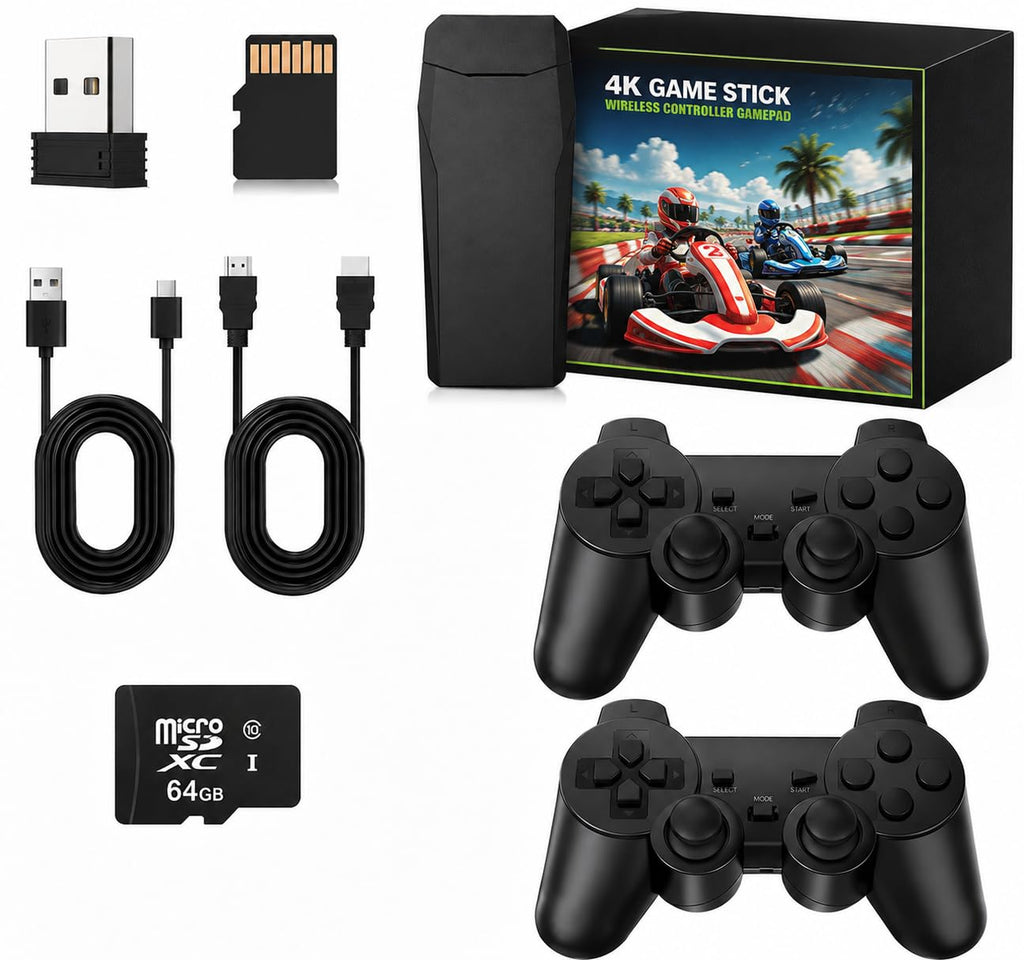 Wireless Retro Game Console Stick with 2.4G Controllers, 4K HDMI, 32G Q255