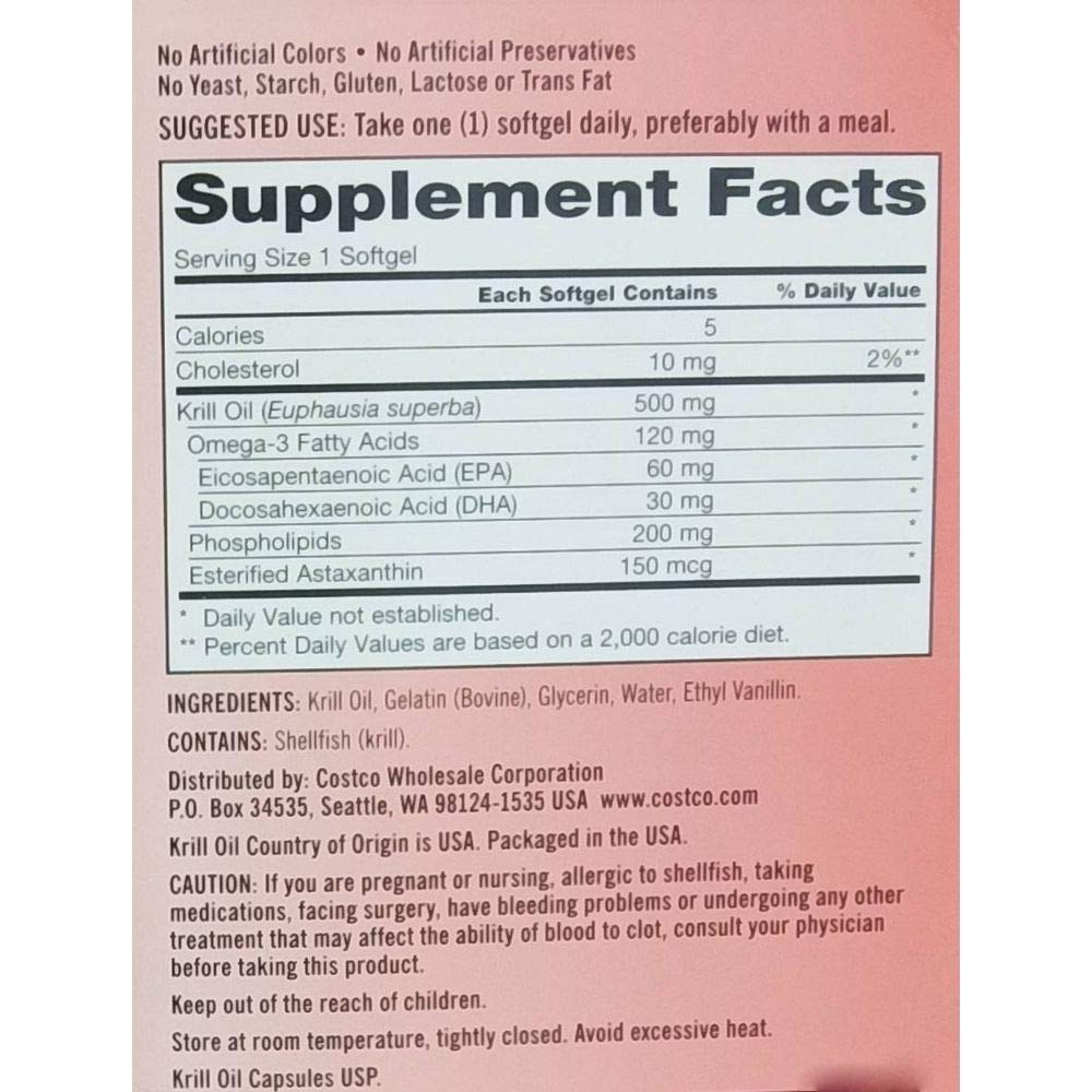 Krill Oil 500 Milligram 160 Softgels J27773