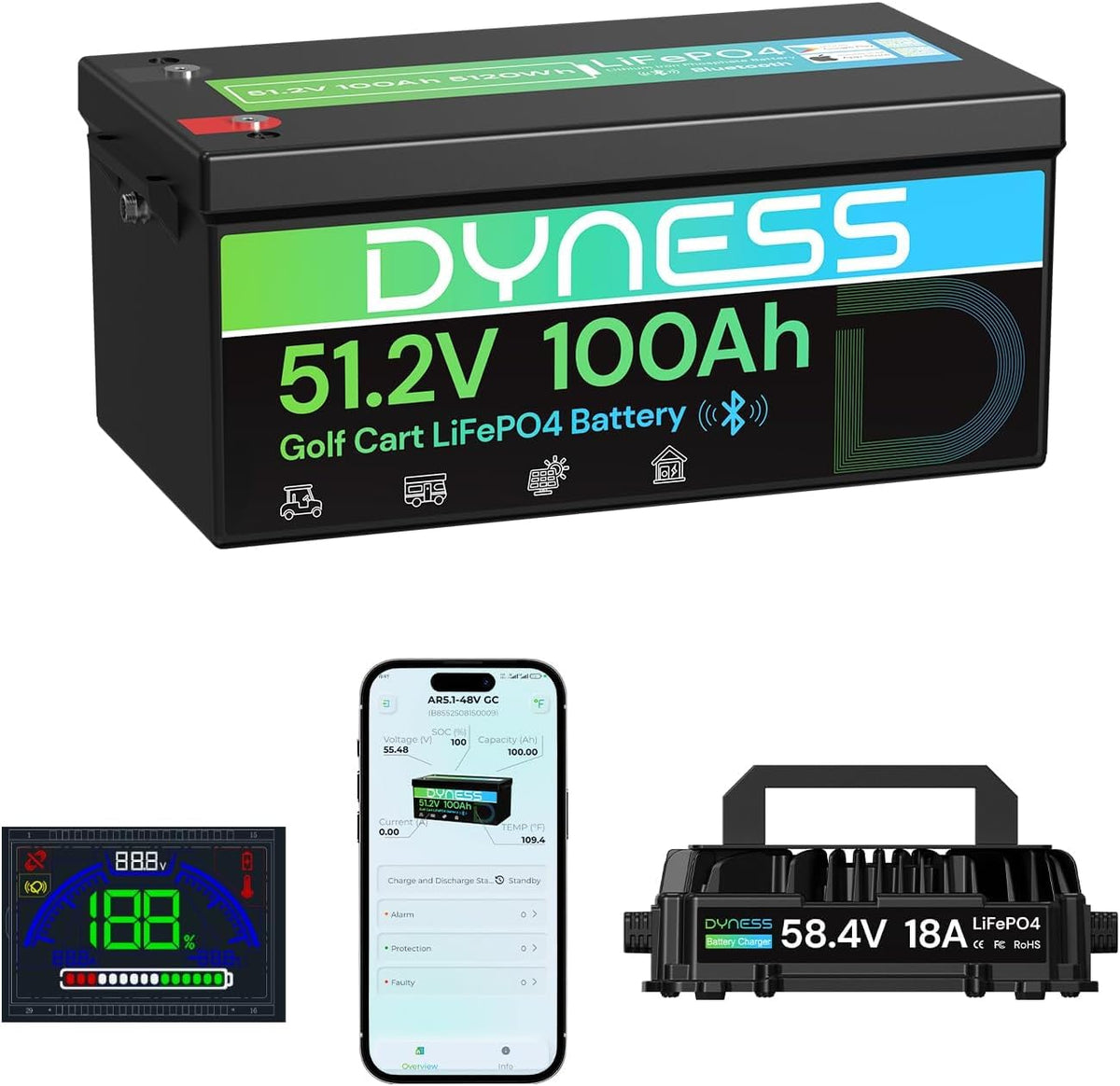 48V 100Ah Lithium Golf Cart Battery with Charger L536