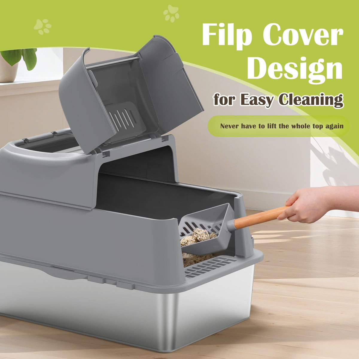 Stainless Steel Litter Box with Lid XL E118