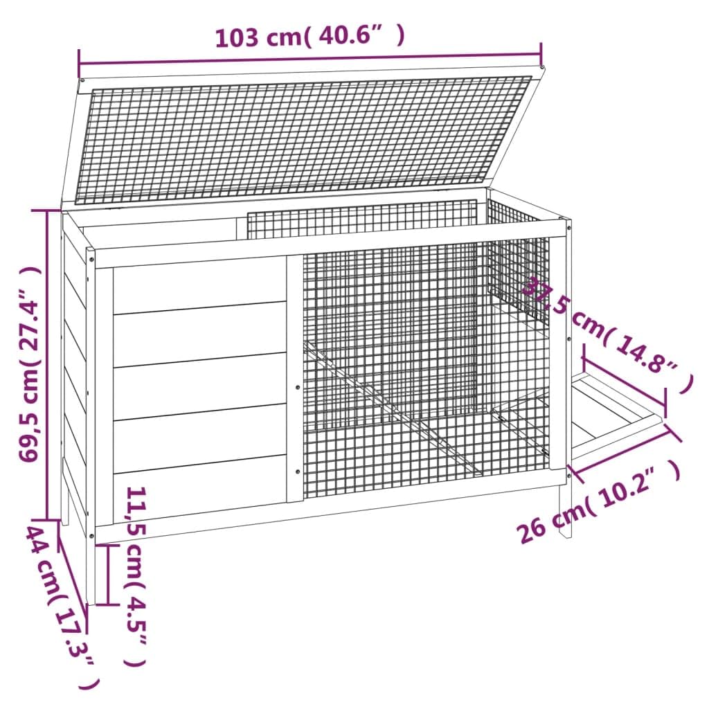 Solid Wood Pine Rabbit Hutch 2 Tier with Wire Mesh Walls and Ramp W784123
