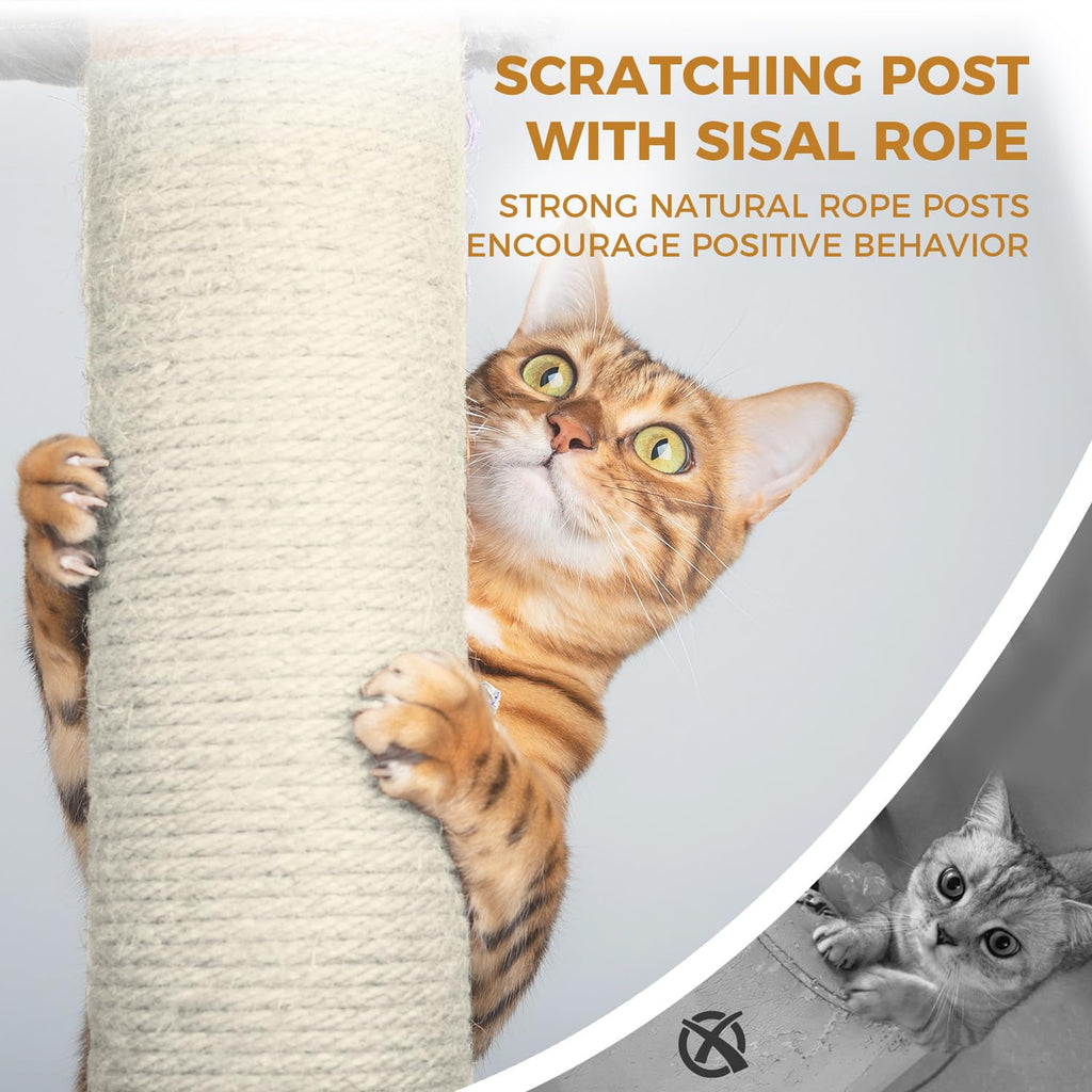 68 Inches Tall Multi-Level Cat Tree with Hammock and Light Gray K381885