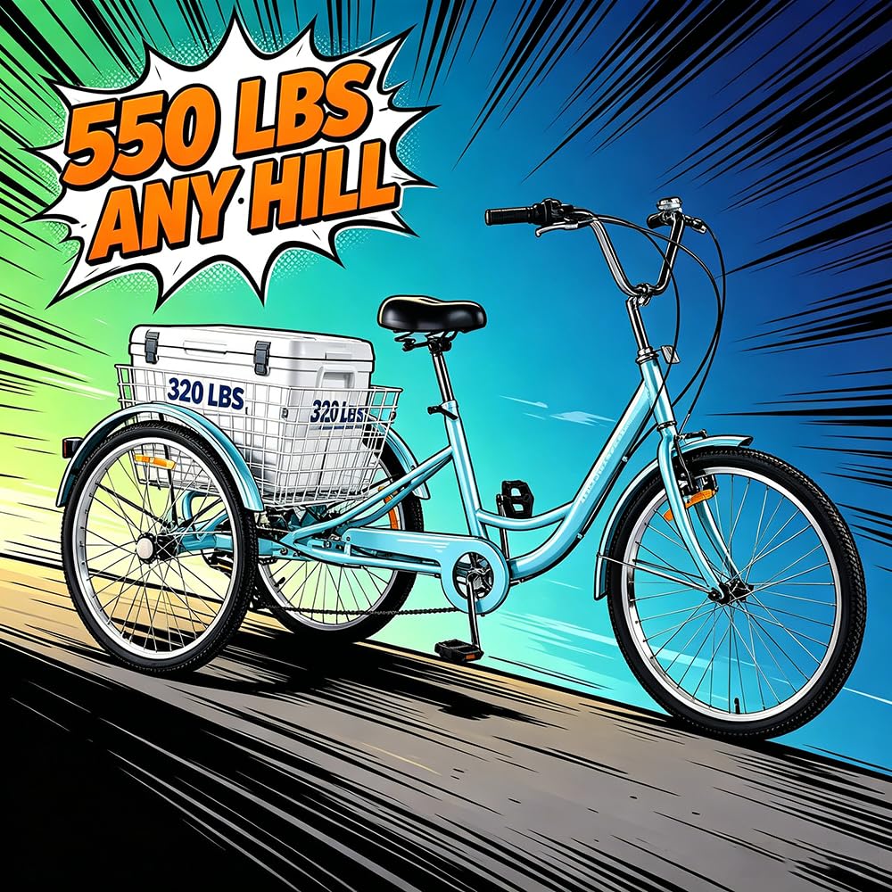 24 Inch 7 Speed Adult Tricycle with Rear Basket P989