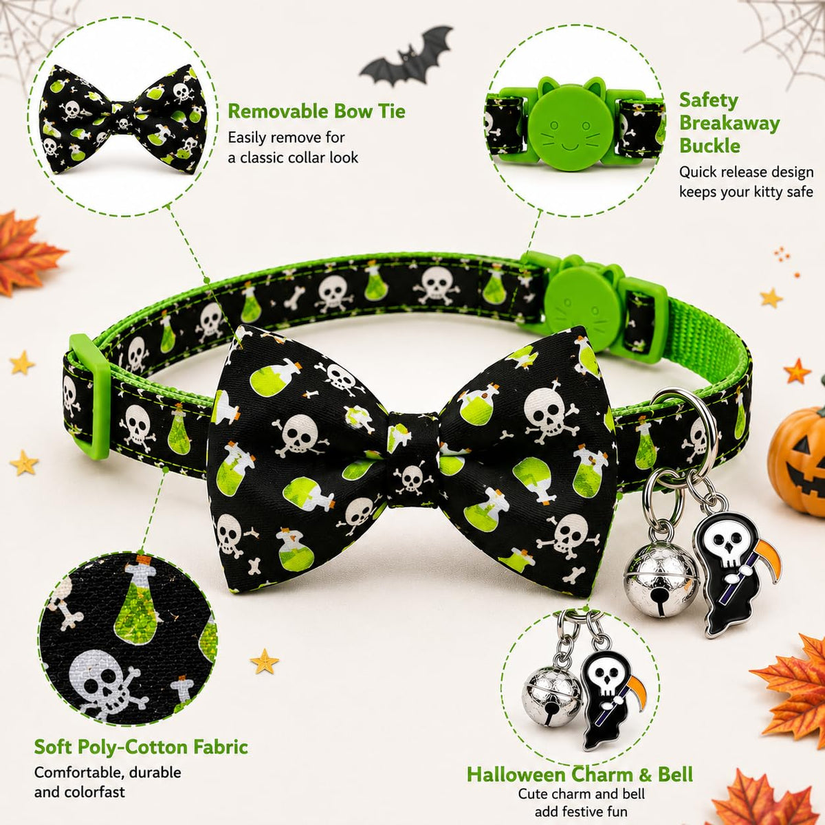 Halloween Cat Collar 2 Pack Adjustable Breakaway V395