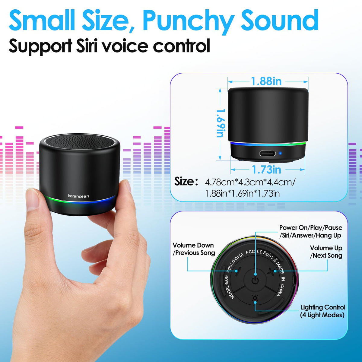 Portable Bluetooth Speaker with Noise Reduction Mic, Black T588289