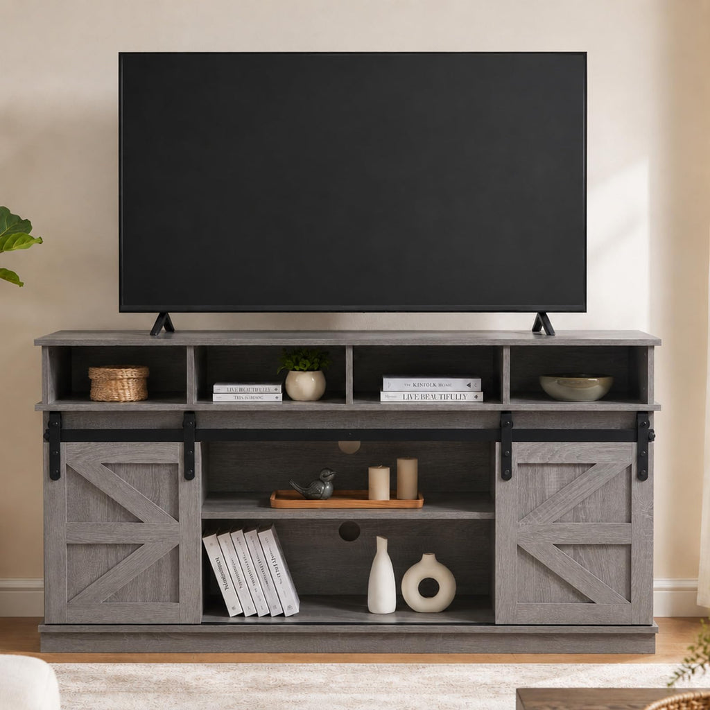 Grey TV Stand with Storage for 65 Inch TV F84394
