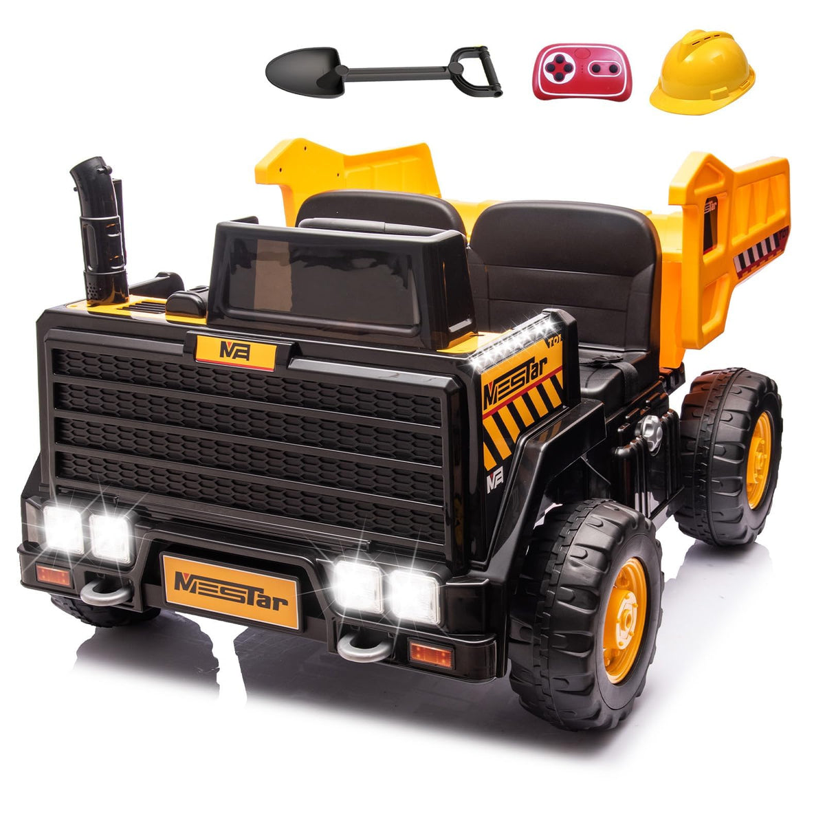 24V Ride On Dump Truck, 2-Seater Kids Electric Car, Yellow W4641