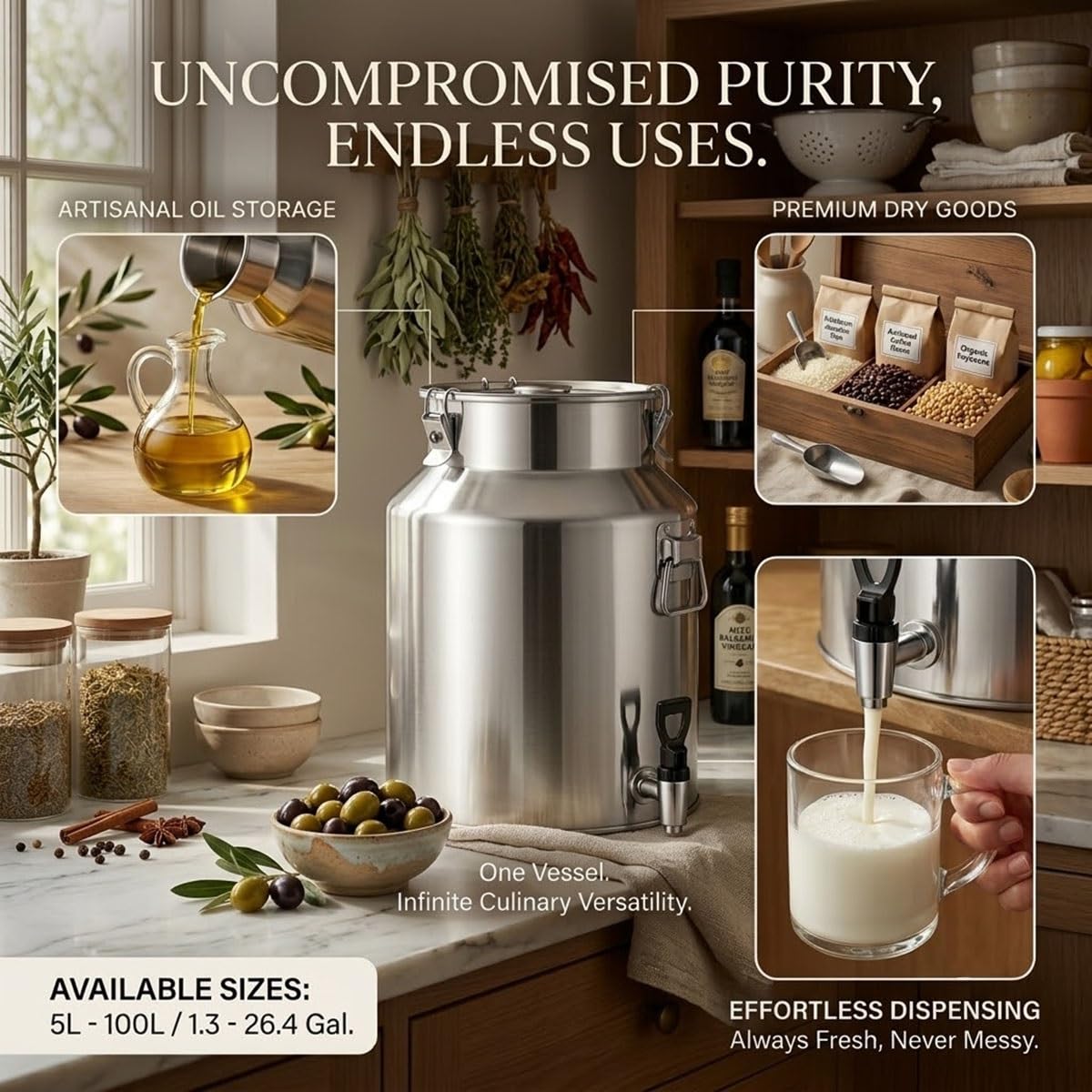 Food Grade Stainless Steel Milk Can with Sealed Lid Q78861