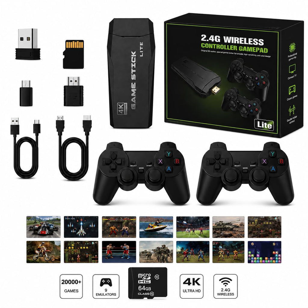 Wireless Retro Game Console Stick with 2.4G Controllers, 4K HDMI, 32G Q255