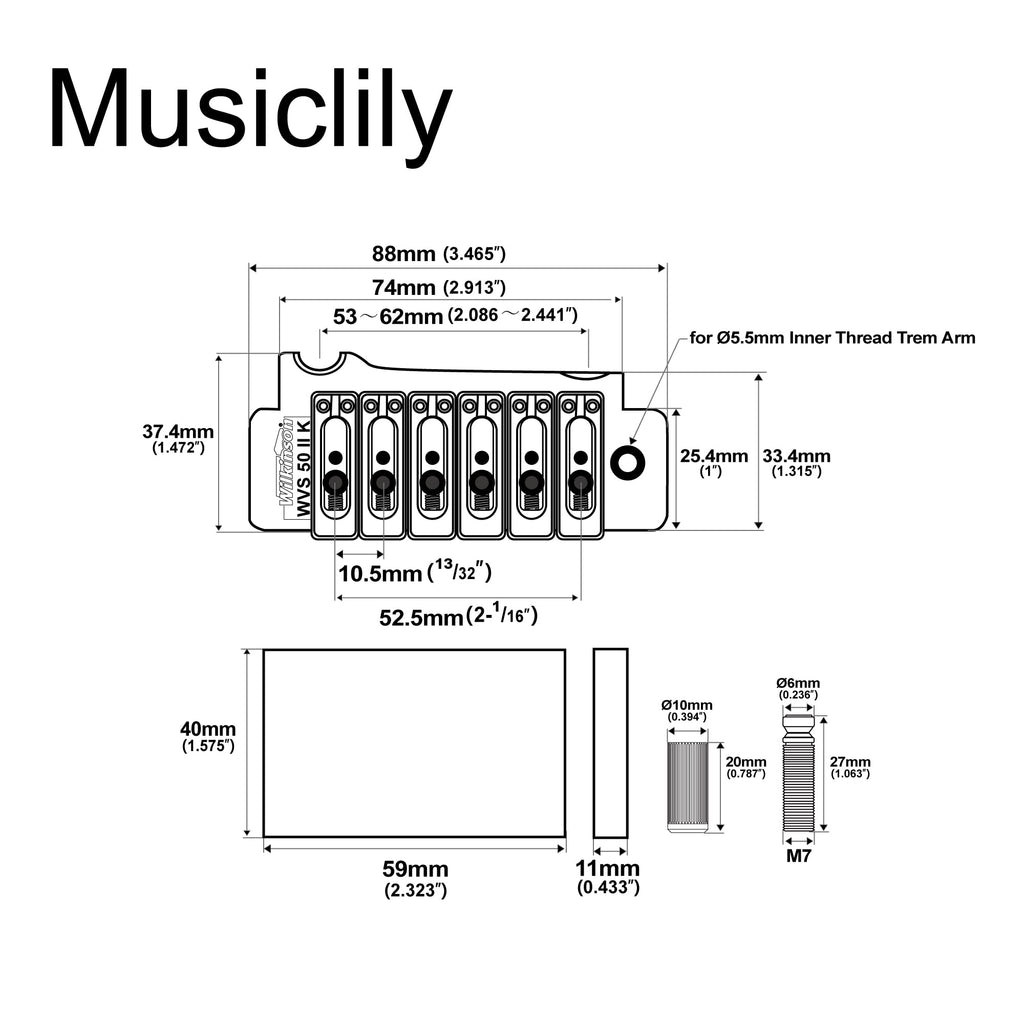 Black 2-Point Electric Guitar Tremolo Bridge D940830