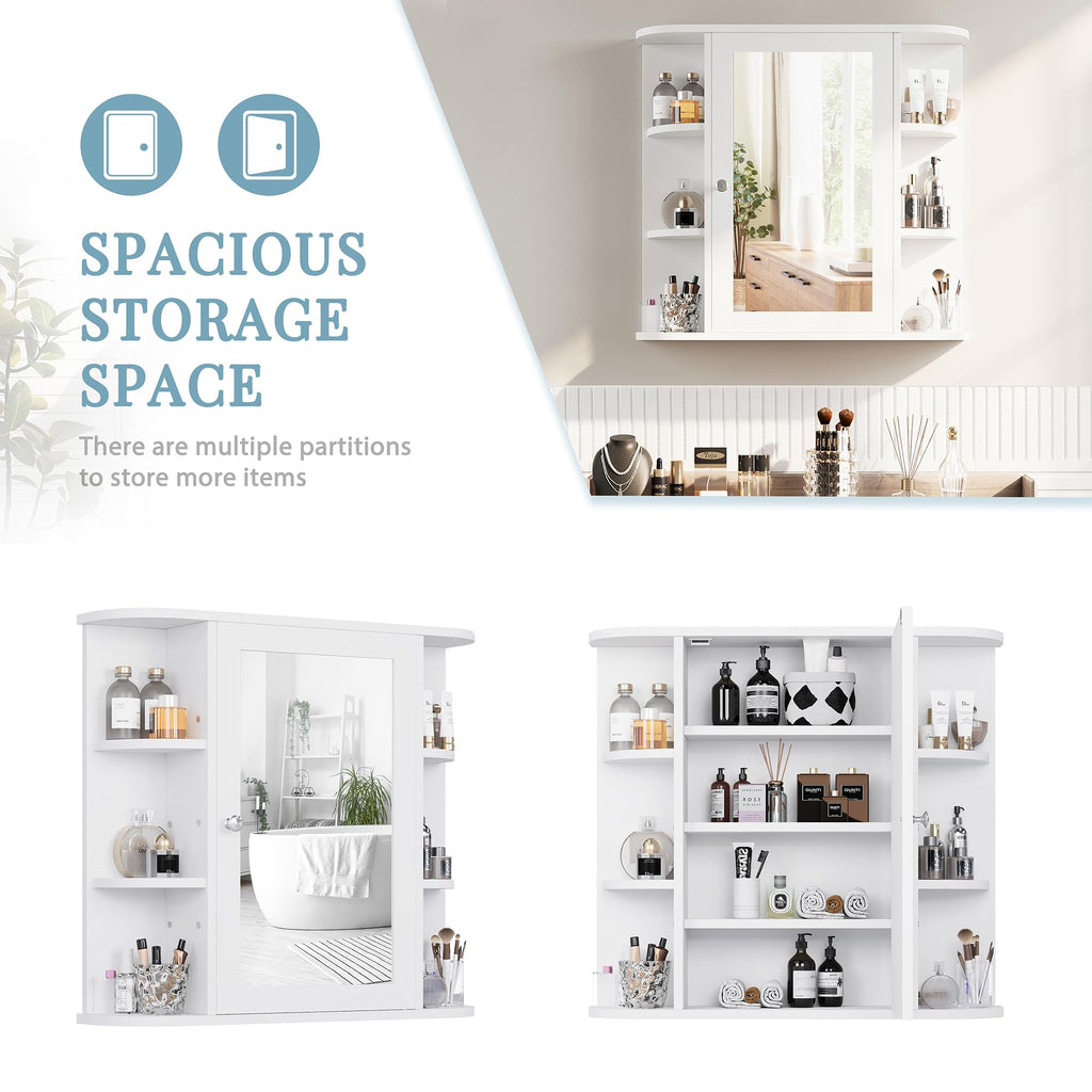 White Wall Mounted Medicine Cabinet with Mirror S659