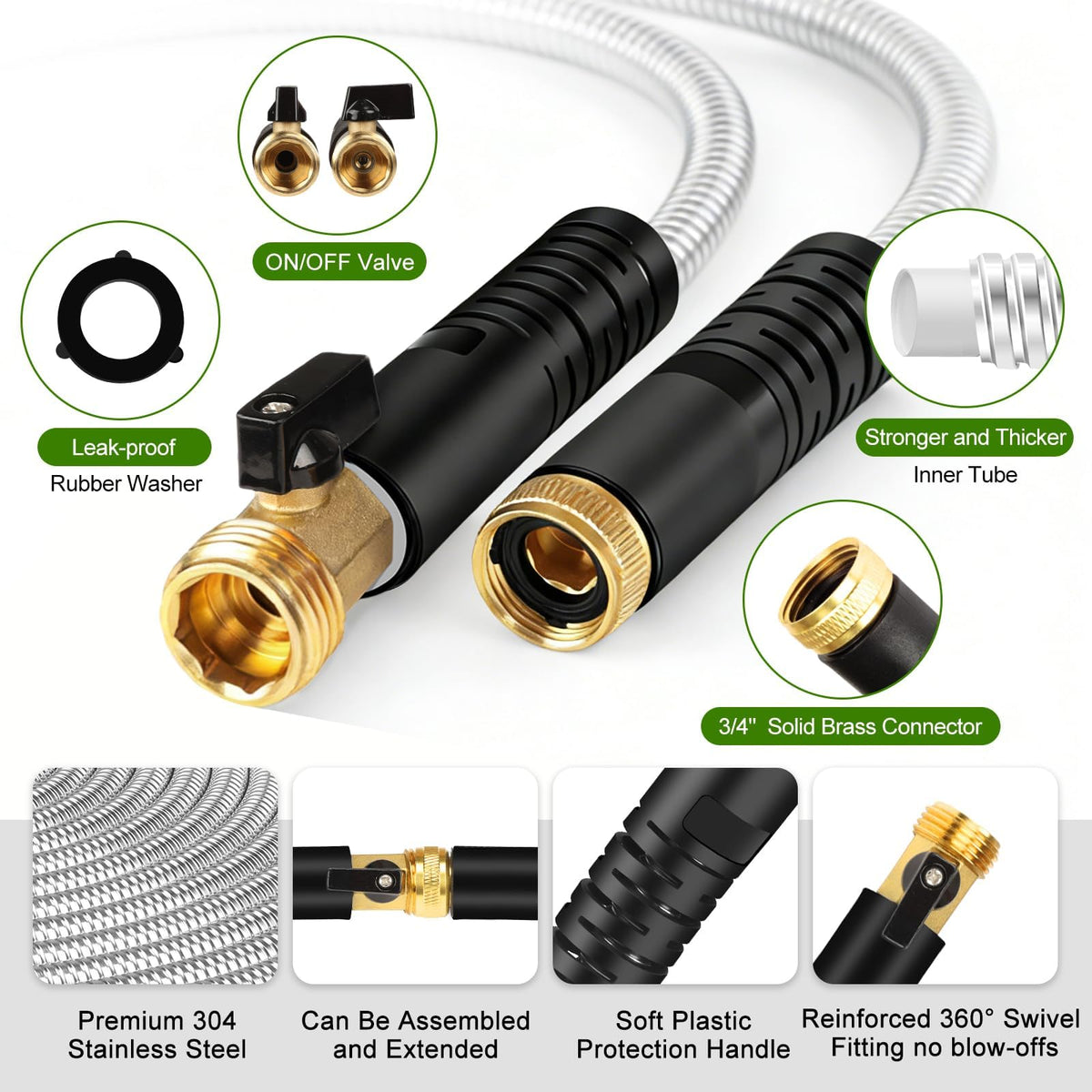 100 ft Stainless Steel Heavy Duty Garden Hose N848