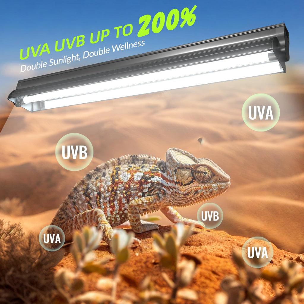 24W 10.0 T5 UVB Reptile Light Fixture Combo Kit 22inch Terrarium Hood N3062